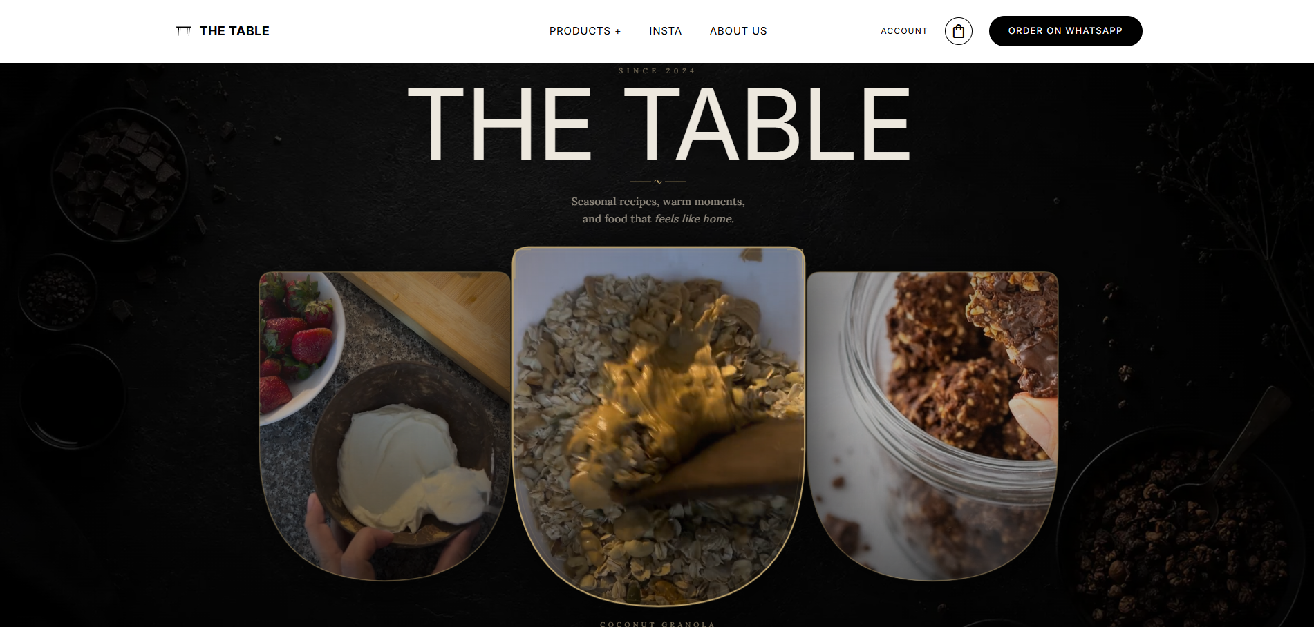 The Table — Granola & Food Brand Website